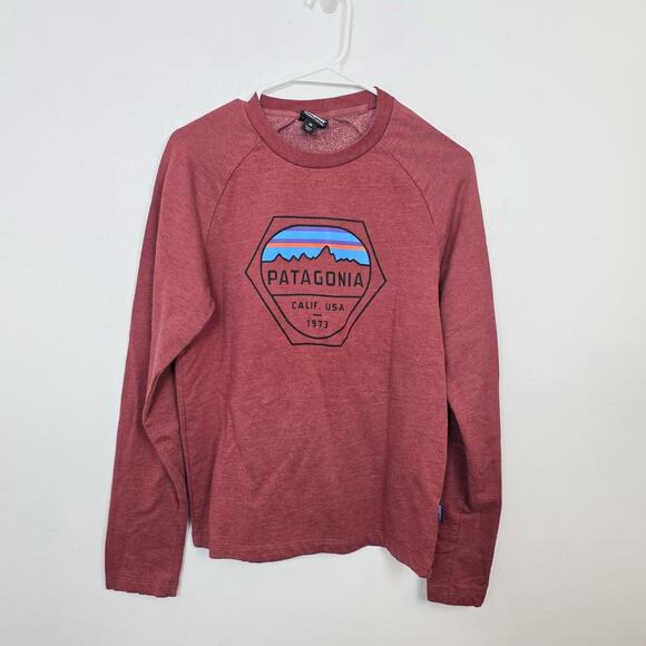 Patagonia Other - Patagonia Red Fitz Roy Hex Outdoor Graphic Fleece Crewneck Pullover Shirt Sz XS